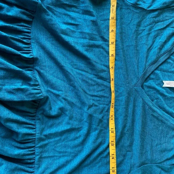 MATILDA JANE Tiered Knit Dress Teal Modal Long Sleeves Vneck Boho Cottagecore S - Picture 8 of 10